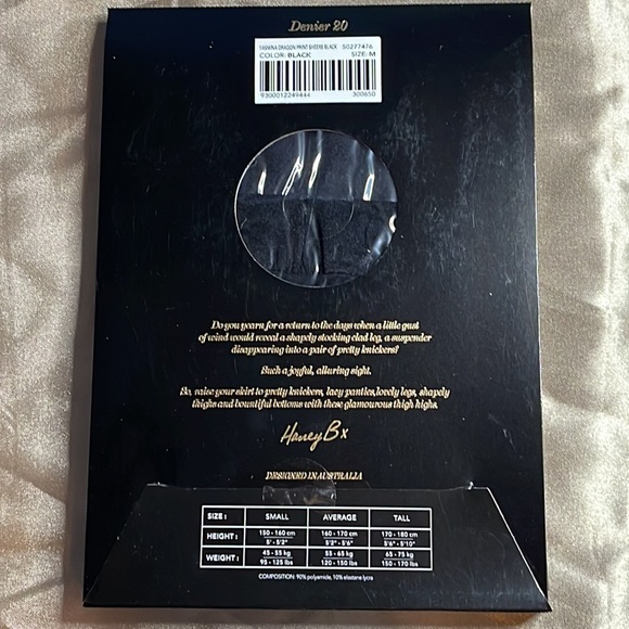 Honey Birdette Yasmina Black Dragon Print Thigh High Stockings - Picture 2 of 2